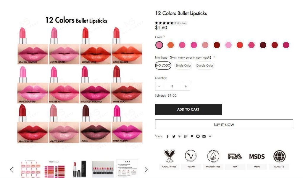 Comercialización de su línea de maquillaje