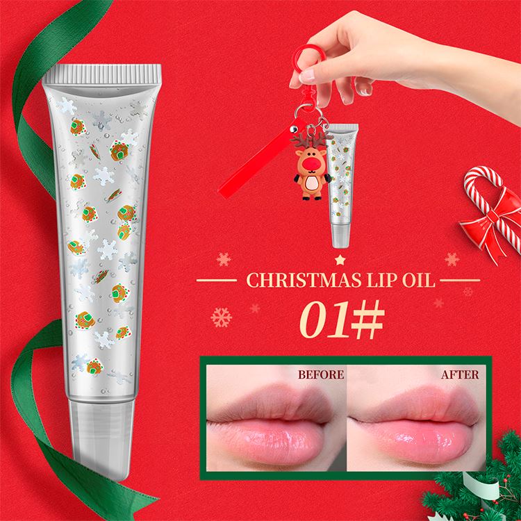 4 Colors Christmas Gift Tube Lip Balm Elk Snowman Pendant