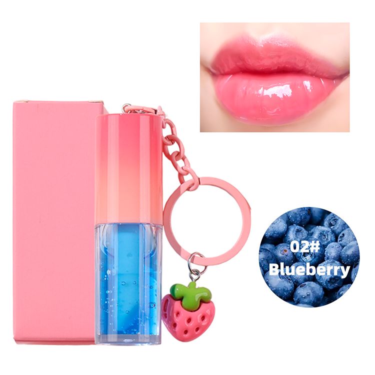 10 Colors Strawberry Keychain Pendant Vegetarian Fruit Flavor Lip Oil