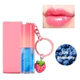 10 Colors Strawberry Keychain Pendant Vegetarian Fruit Flavor Lip Oil