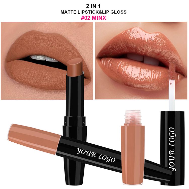 Double-ended 2-in-1 Non-stick Cup Solid Lipstick Liquid Lip Gloss Lip Glaze
