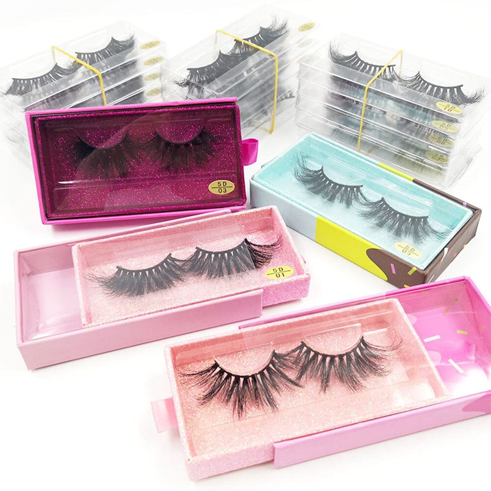 Rechteckige Wimpernbox mit Fenster zum Ziehen