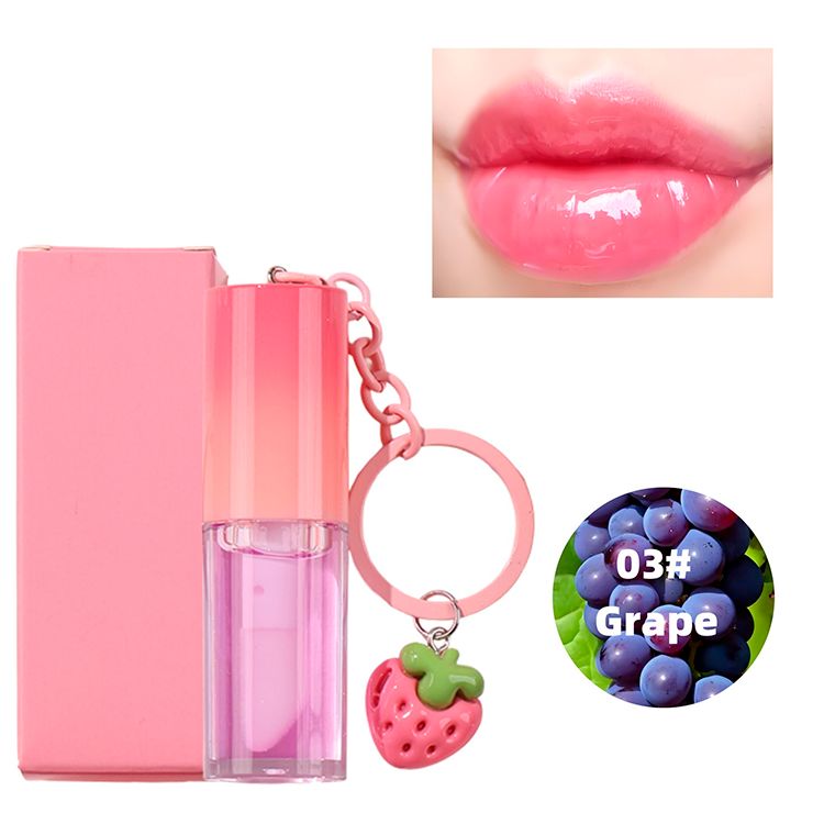 10 Colors Strawberry Keychain Pendant Vegetarian Fruit Flavor Lip Oil