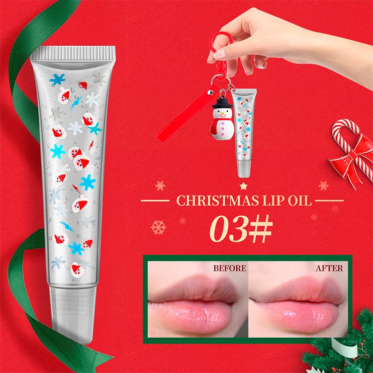 4 Colors Christmas Gift Tube Lip Balm Elk Snowman Pendant
