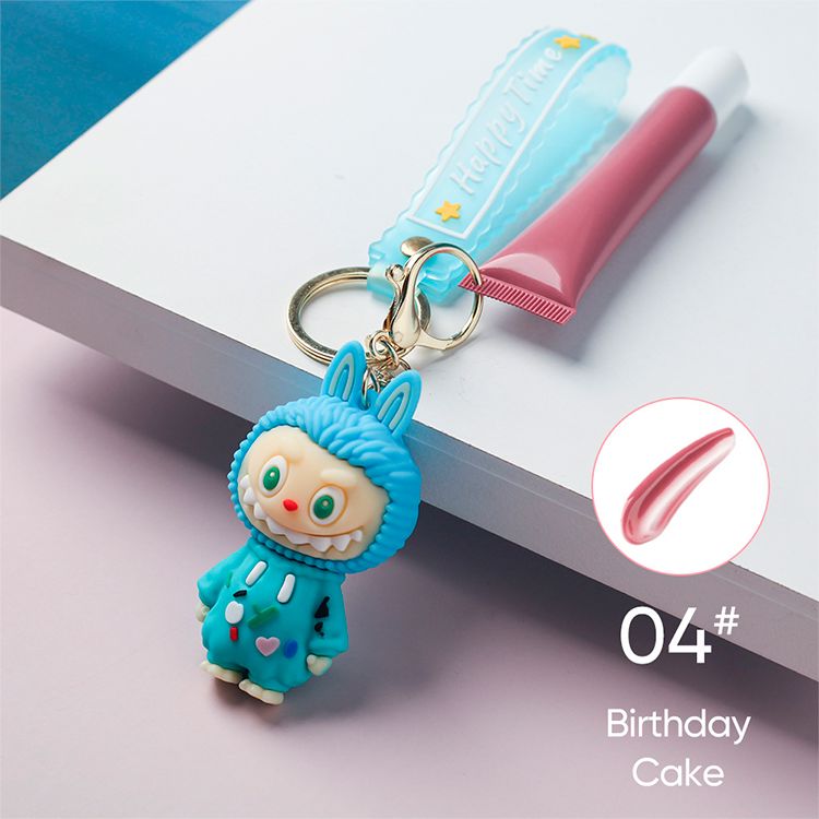 6 Colors Fruity Peptide Lipstick Labubu Keychain Charm