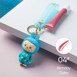 6 Colors Fruity Peptide Lipstick Labubu Keychain Charm
