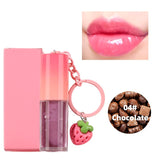 10 Colors Strawberry Keychain Pendant Vegetarian Fruit Flavor Lip Oil