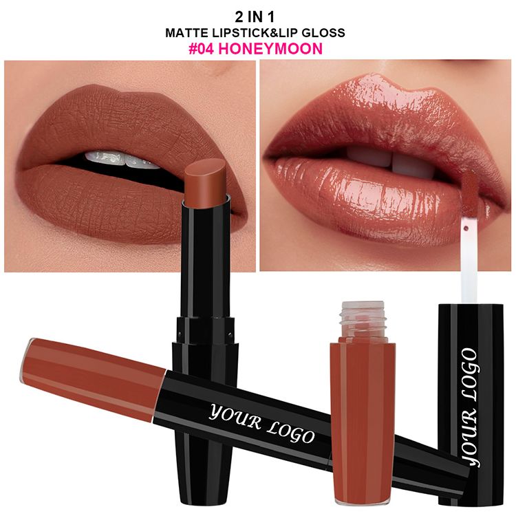 Double-ended 2-in-1 Non-stick Cup Solid Lipstick Liquid Lip Gloss Lip Glaze