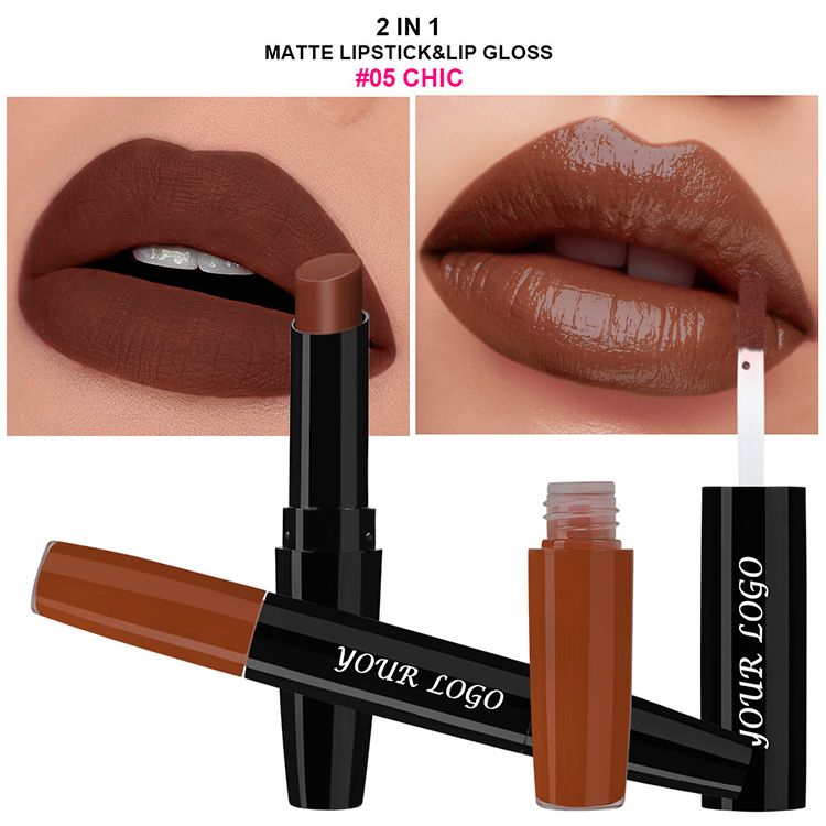Double-ended 2-in-1 Non-stick Cup Solid Lipstick Liquid Lip Gloss Lip Glaze