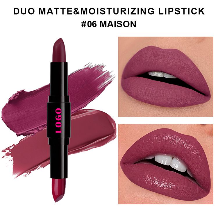 12 Colors 2 In 1 Double-headed Non-stick Cup Lipstick Moisturizing Non-fading Lipstick