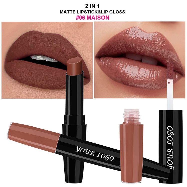 Double-ended 2-in-1 Non-stick Cup Solid Lipstick Liquid Lip Gloss Lip Glaze
