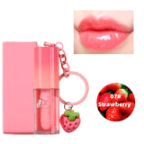 10 Colors Strawberry Keychain Pendant Vegetarian Fruit Flavor Lip Oil