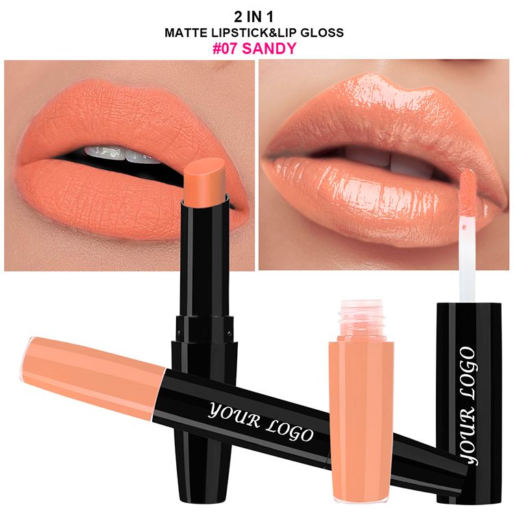 Double-ended 2-in-1 Non-stick Cup Solid Lipstick Liquid Lip Gloss Lip Glaze