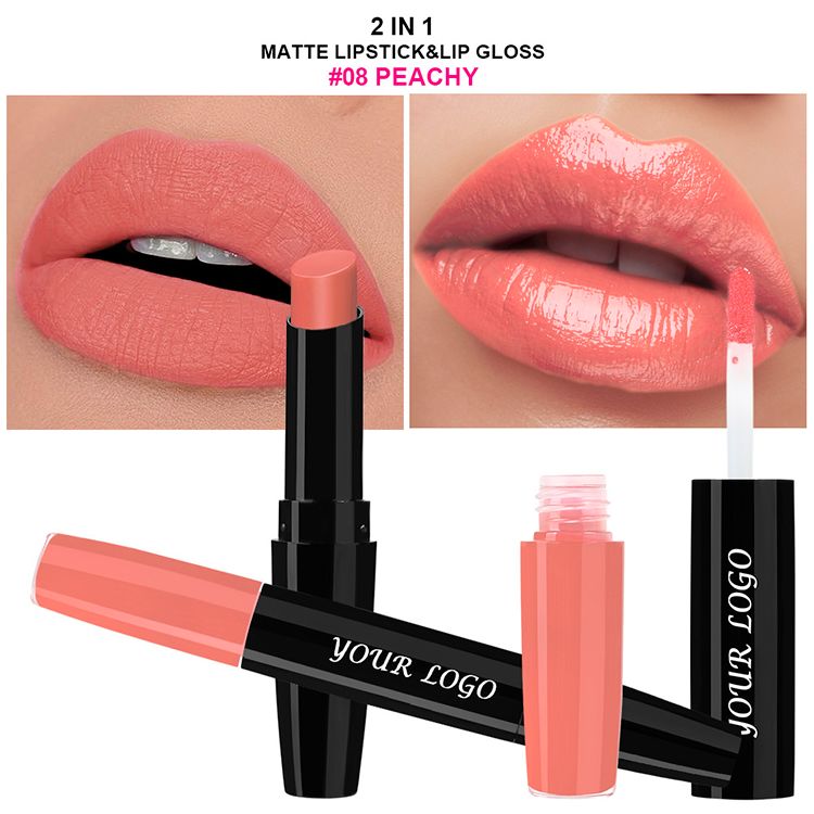 Double-ended 2-in-1 Non-stick Cup Solid Lipstick Liquid Lip Gloss Lip Glaze