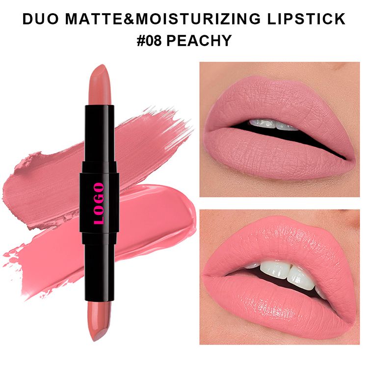 12 Colors 2 In 1 Double-headed Non-stick Cup Lipstick Moisturizing Non-fading Lipstick