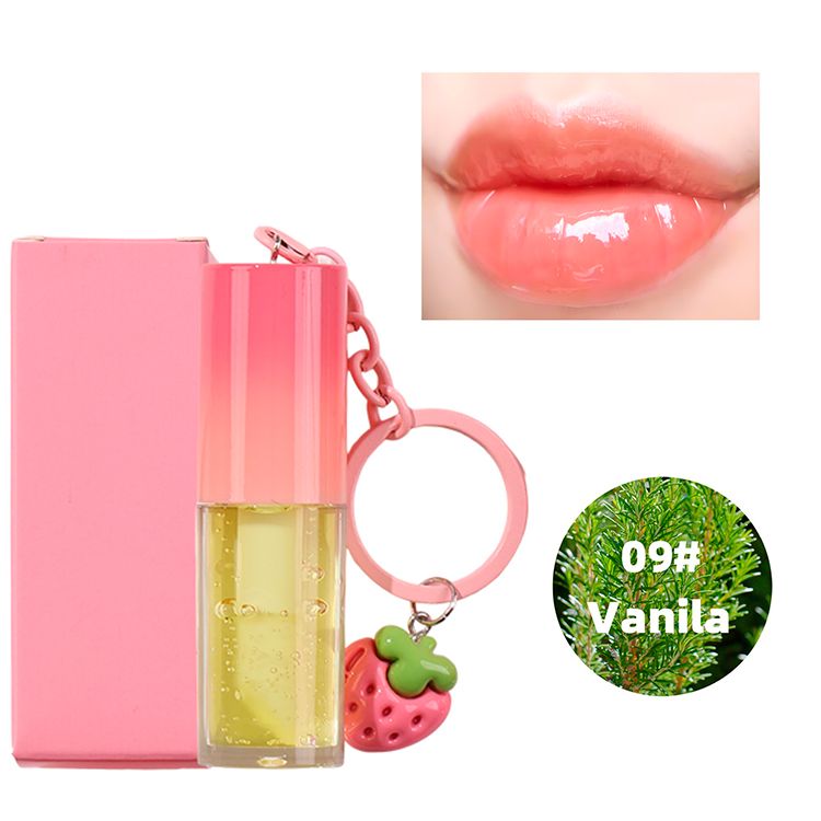 10 Colors Strawberry Keychain Pendant Vegetarian Fruit Flavor Lip Oil