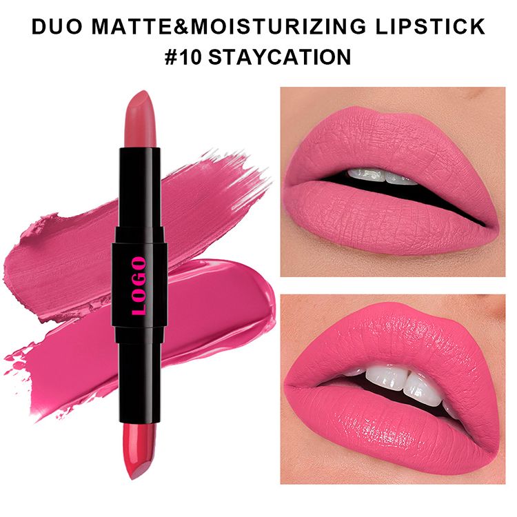12 Colors 2 In 1 Double-headed Non-stick Cup Lipstick Moisturizing Non-fading Lipstick