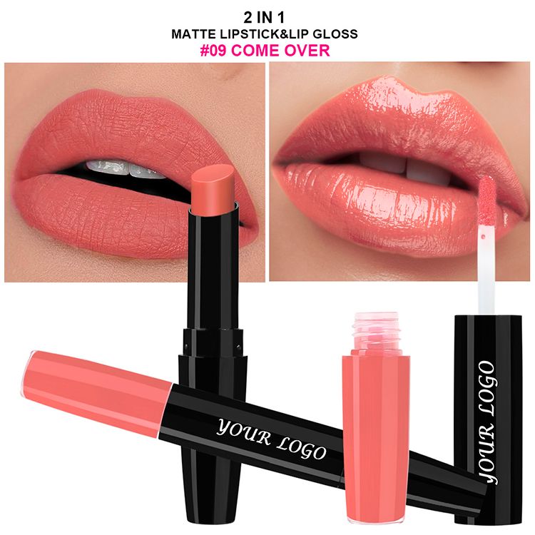Double-ended 2-in-1 Non-stick Cup Solid Lipstick Liquid Lip Gloss Lip Glaze