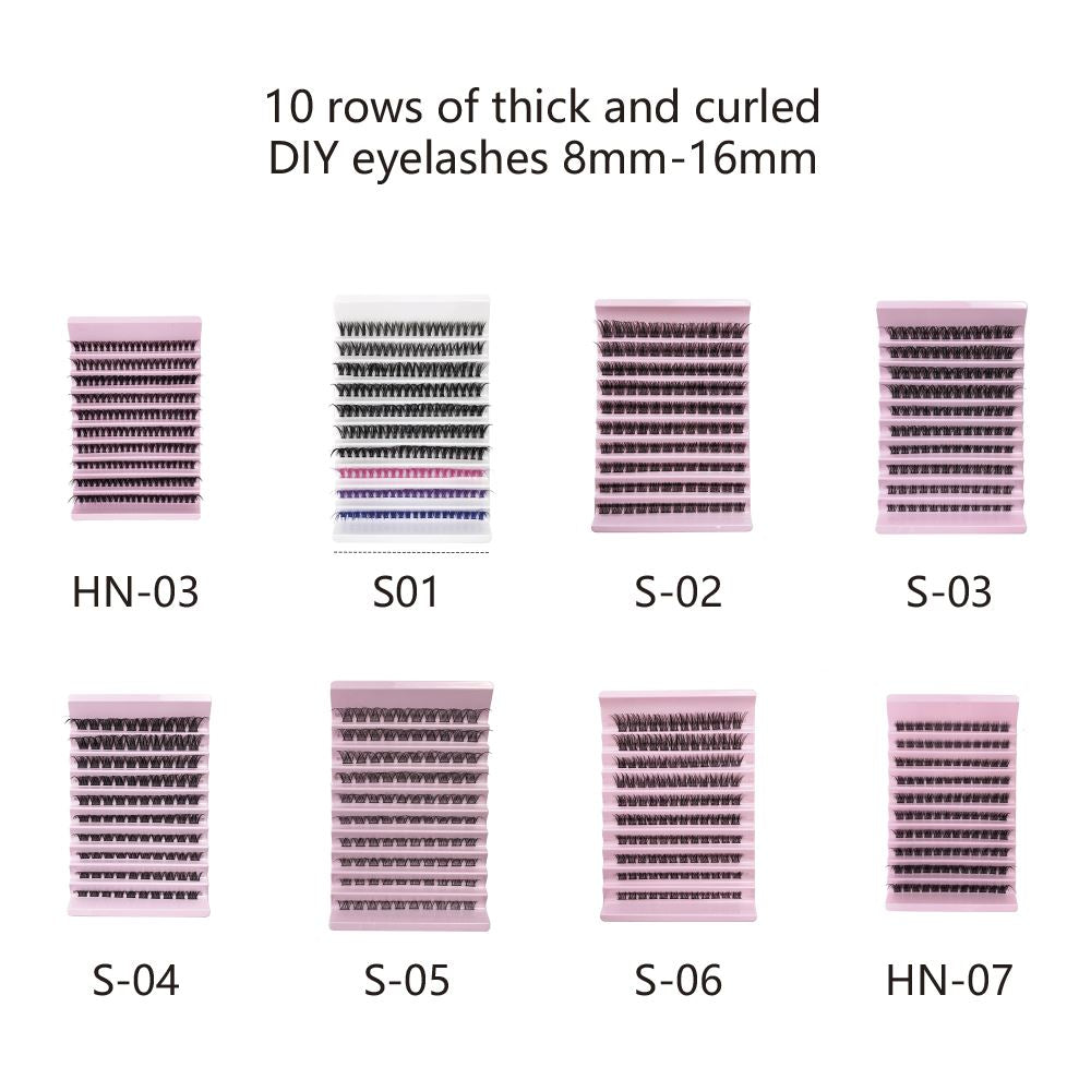 10 Rows Of Thick And Curled Diy Eyelashes 8mm-16mm