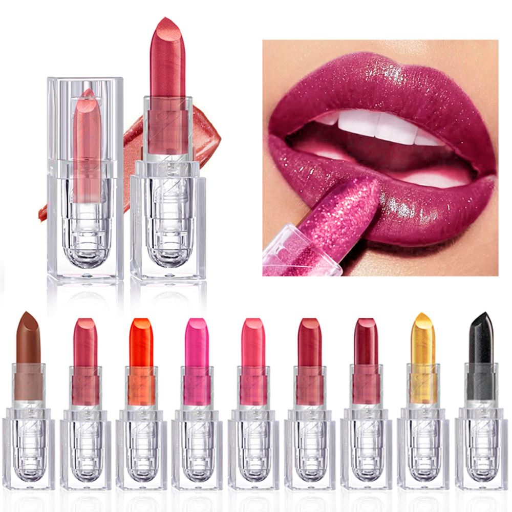10 Colors Black Glitter Matte Lipstick
