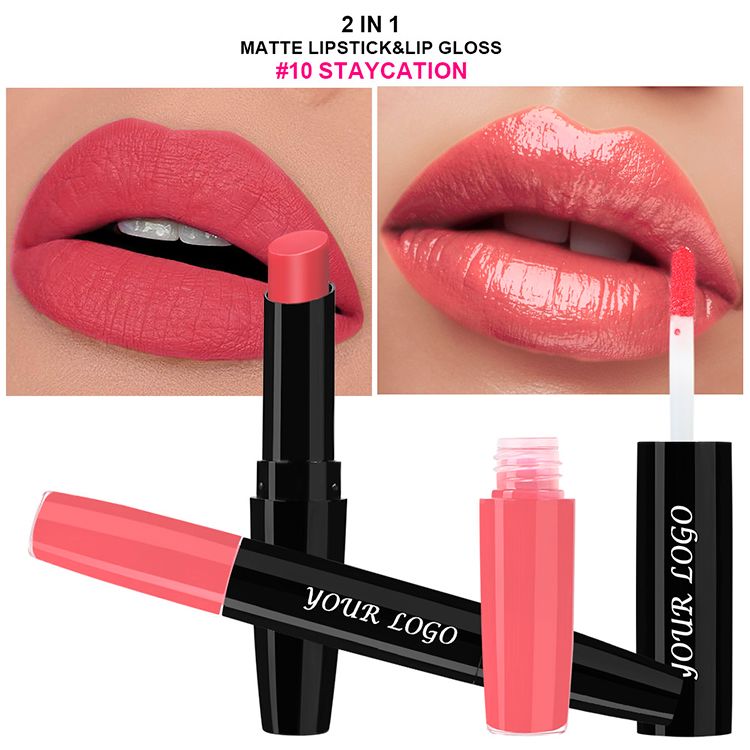 Double-ended 2-in-1 Non-stick Cup Solid Lipstick Liquid Lip Gloss Lip Glaze