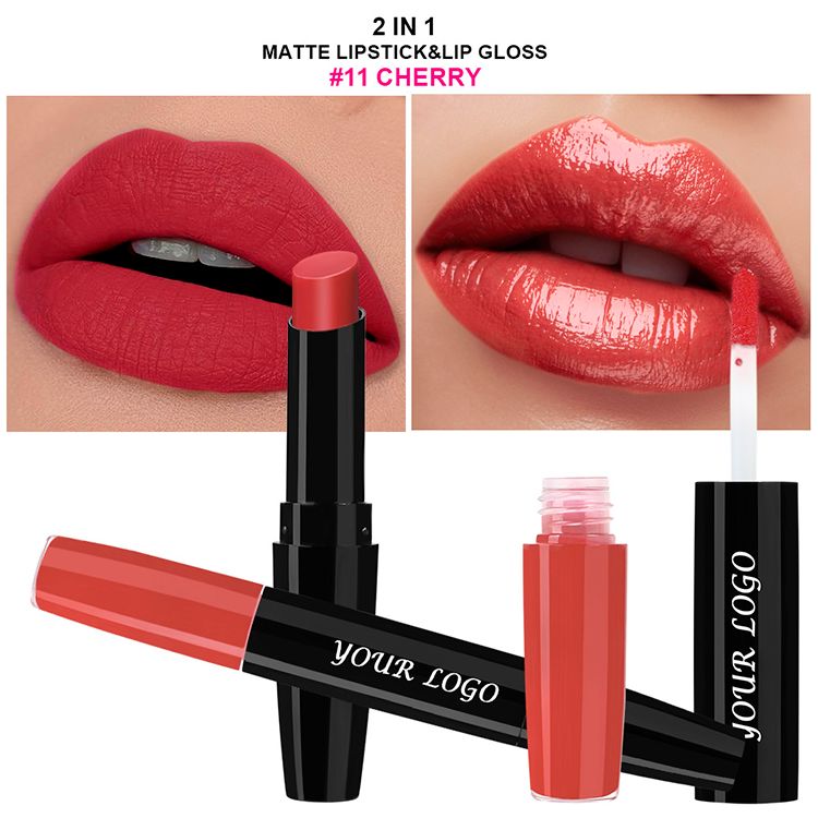Double-ended 2-in-1 Non-stick Cup Solid Lipstick Liquid Lip Gloss Lip Glaze