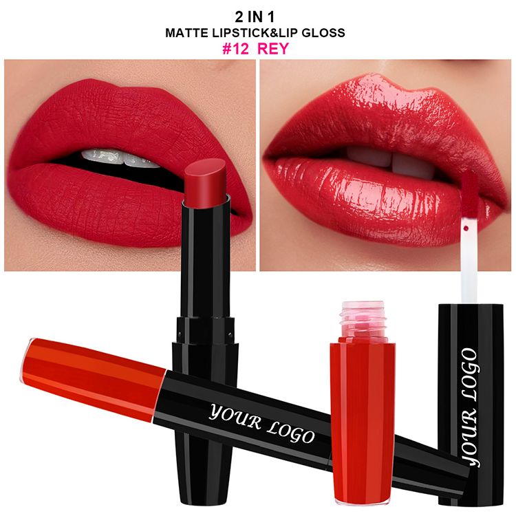 Double-ended 2-in-1 Non-stick Cup Solid Lipstick Liquid Lip Gloss Lip Glaze