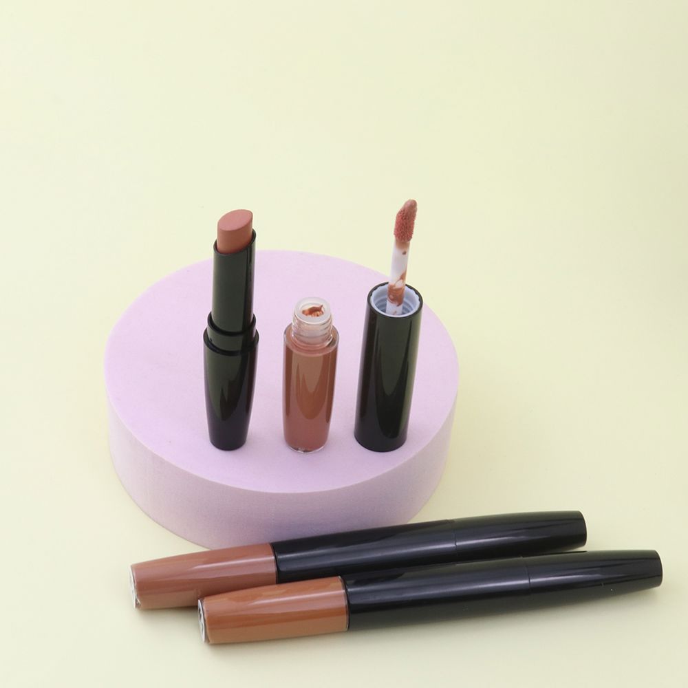 Double-ended 2-in-1 Non-stick Cup Solid Lipstick Liquid Lip Gloss Lip Glaze