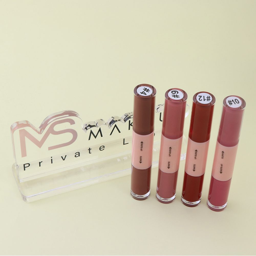 12 Colors 2 In 1 Moisturizing Mirror Lip Glaze Matte Non-stick Liquid Lipstick