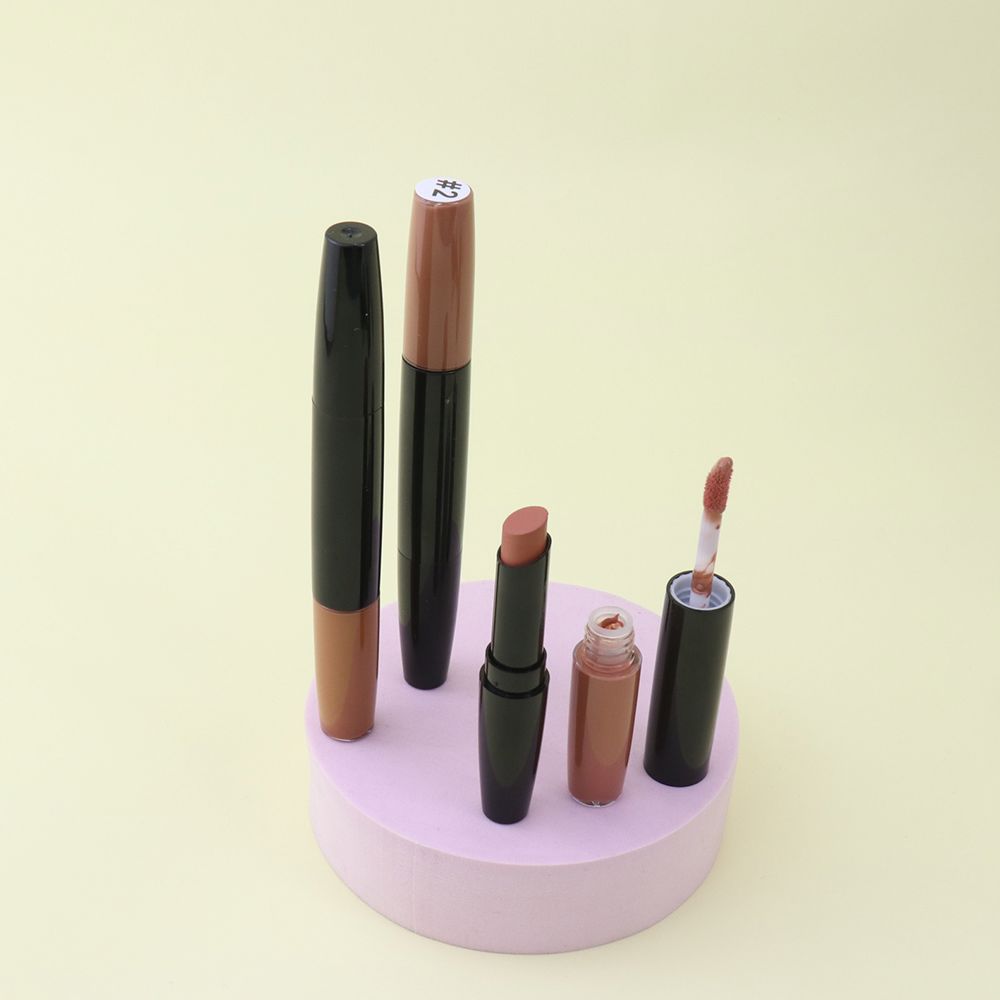 Double-ended 2-in-1 Non-stick Cup Solid Lipstick Liquid Lip Gloss Lip Glaze