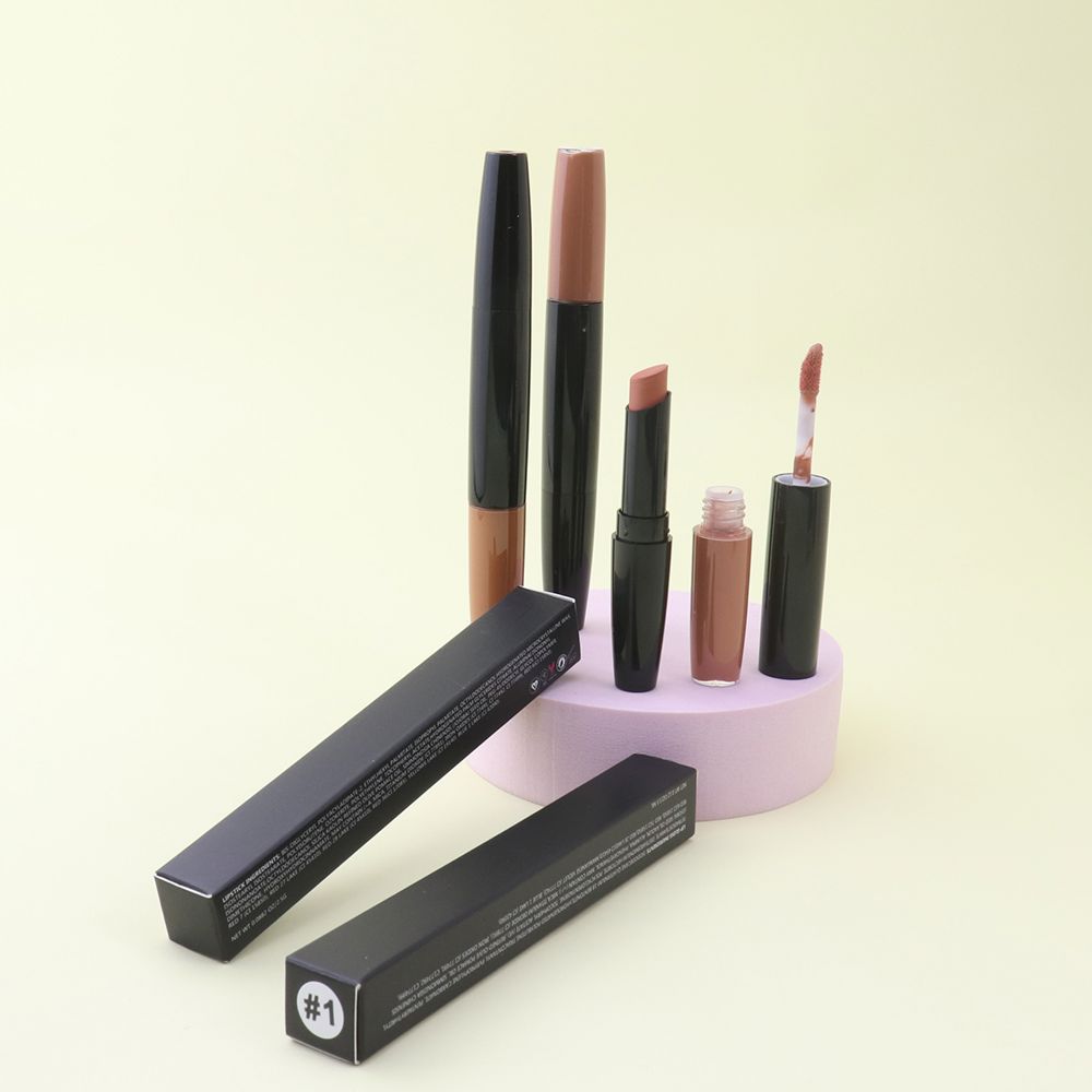 Double-ended 2-in-1 Non-stick Cup Solid Lipstick Liquid Lip Gloss Lip Glaze
