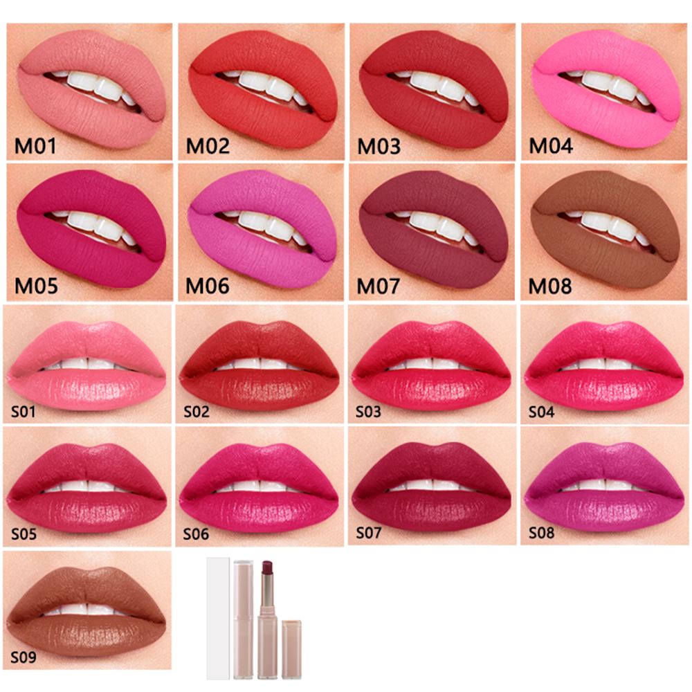 9 Colors Of Moisturizing Lipstick And 8 Colors Of Matte Lipstick【30-50-100-200PCS Free Shipping & Free Print Logo】