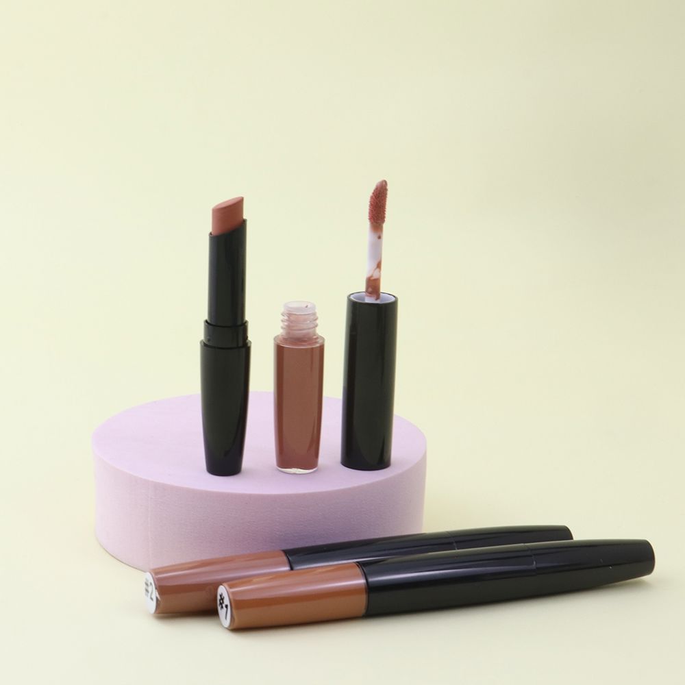 Double-ended 2-in-1 Non-stick Cup Solid Lipstick Liquid Lip Gloss Lip Glaze