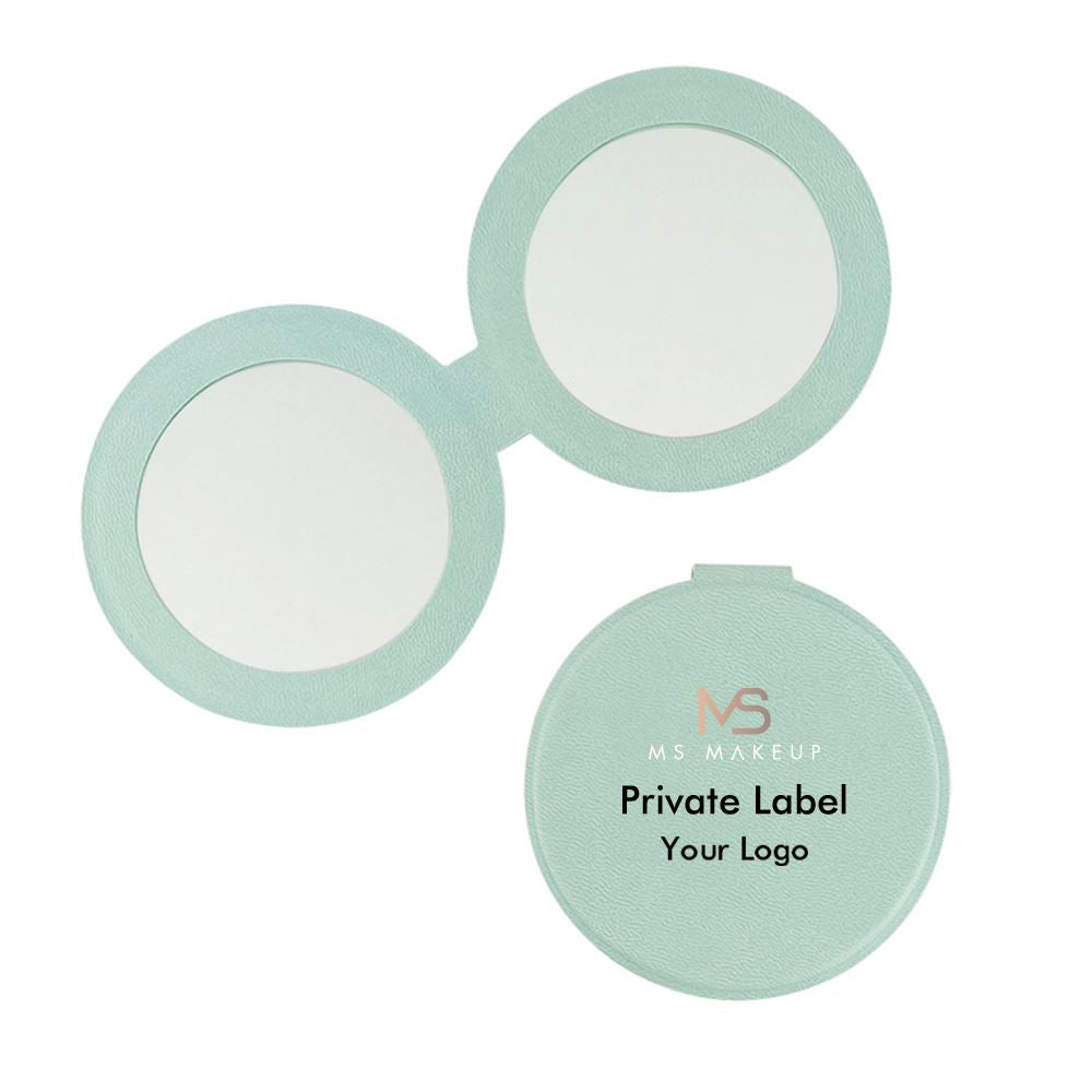4-color round PU leather double-sided magnetic folding makeup mirror