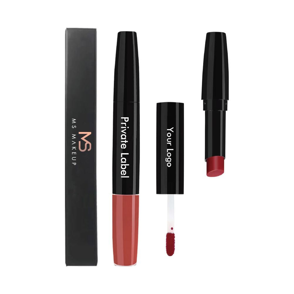 Double-ended 2-in-1 Non-stick Cup Solid Lipstick Liquid Lip Gloss Lip Glaze