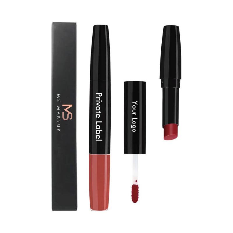 Double-ended 2-in-1 Non-stick Cup Solid Lipstick Liquid Lip Gloss Lip Glaze
