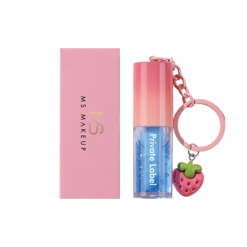 10 Colors Strawberry Keychain Pendant Vegetarian Fruit Flavor Lip Oil