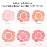 6-color Oil-control Waterproof Blush Powder (With Mirror)
