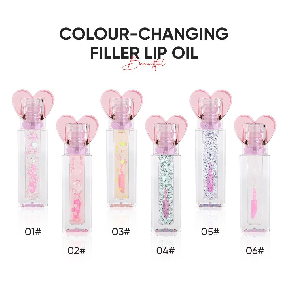 6 Colors Temperature-changing Lip Oil With Glitter