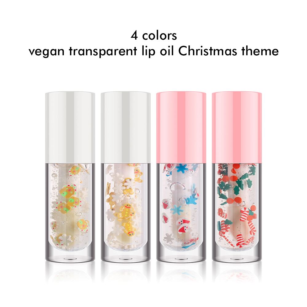 4 Colors Vegan Transparent Lip Oil Christmas Theme