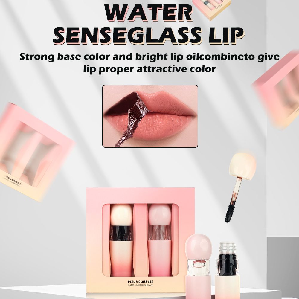 2-pack Transparent Lip Oil + Matte Tear-off Liquid Lipstick