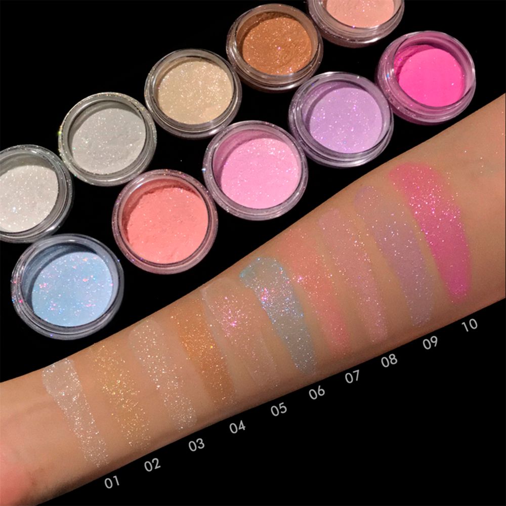 10 Colors Of High-gloss Glitter Powder (With Mirror)