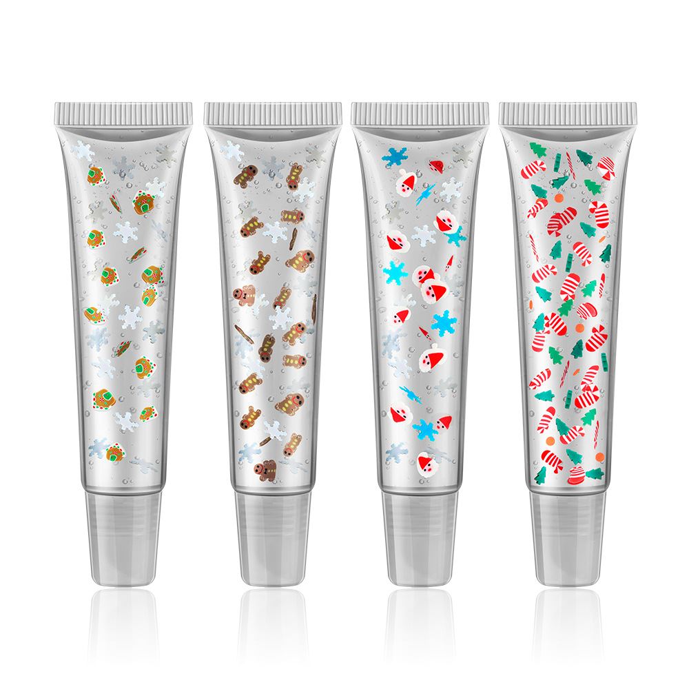 4 Colors Christmas Gift Tube Lip Balm Elk Snowman Pendant