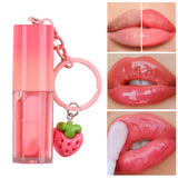 10 Colors Strawberry Keychain Pendant Vegetarian Fruit Flavor Lip Oil