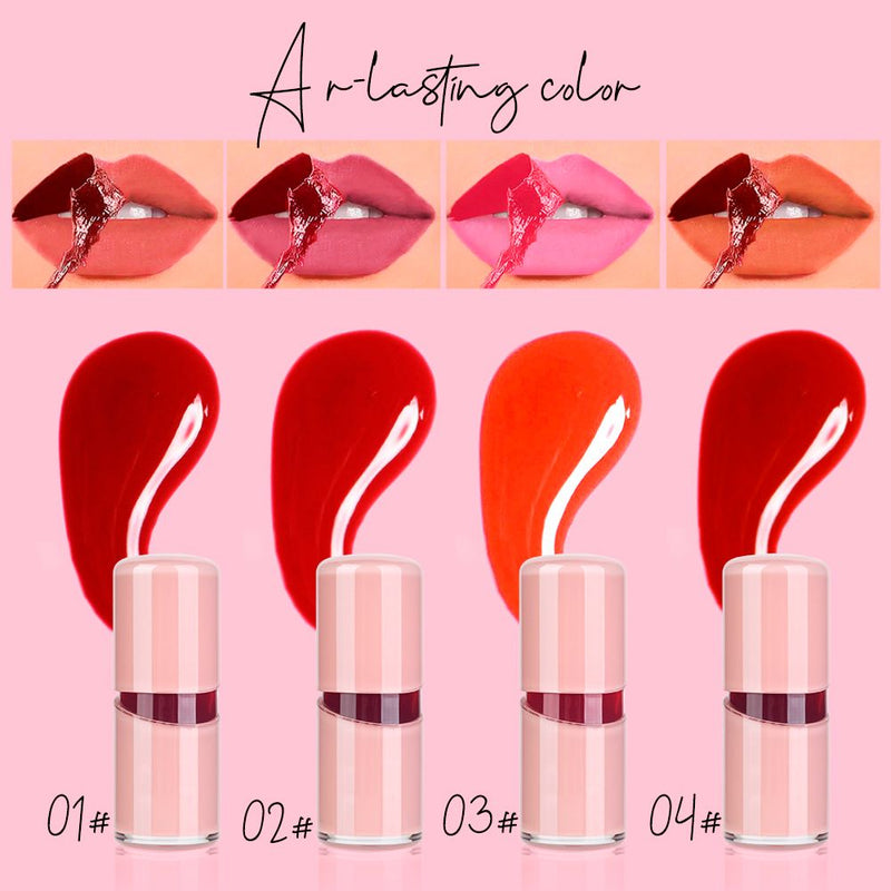 4 Colors  Moisturizing Peel Off Lip Tint Custom Logo Lip Gloss Long Lasting Waterproof Liquid Matte Gloss