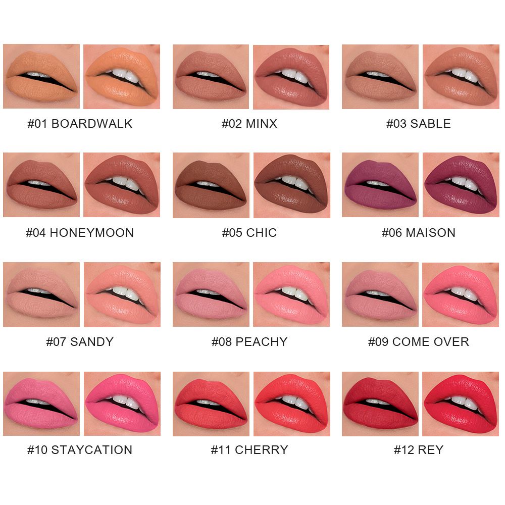 12 Colors 2 In 1 Double-headed Non-stick Cup Lipstick Moisturizing Non-fading Lipstick