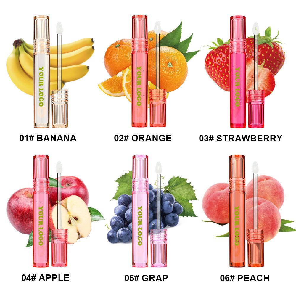 6 Colors Vegetarian Fruit Flavor Lip Oil Anti-drying Moisturizing