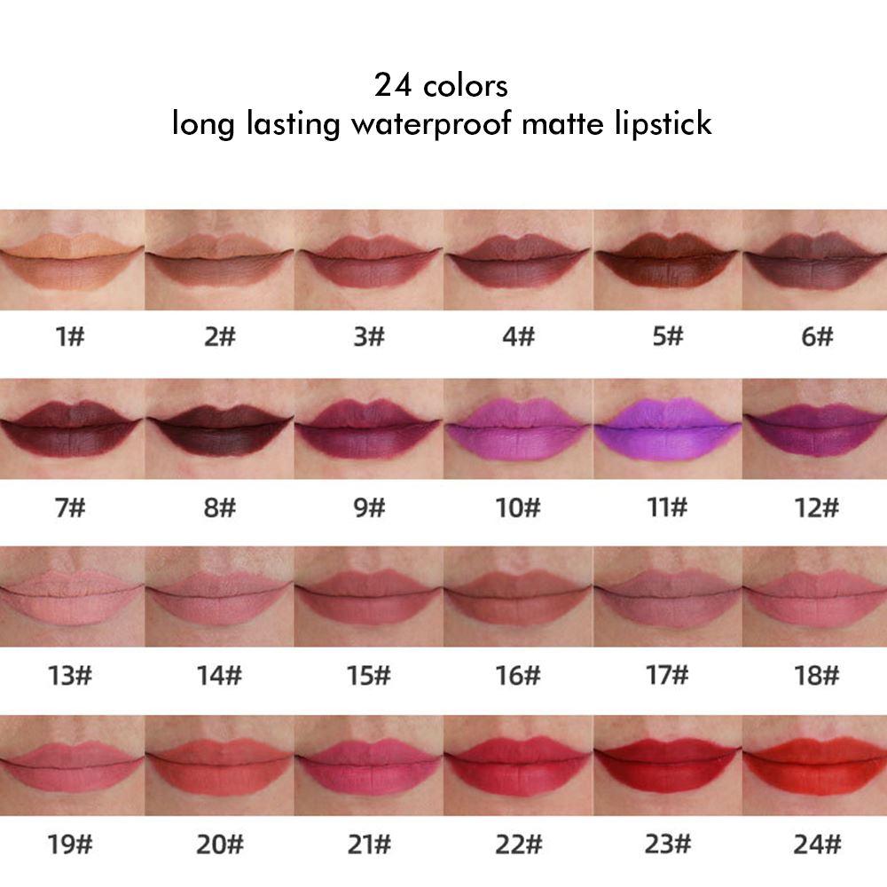 24 colors long lasting waterproof matte lipstick