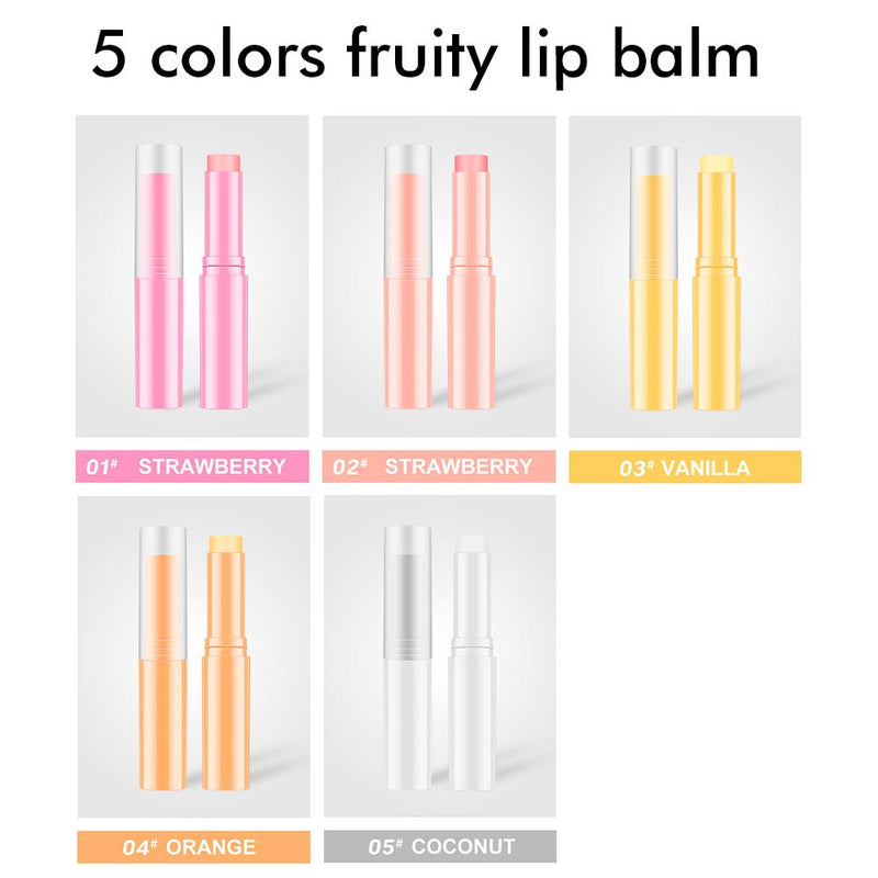 5 colors fruity lip balm