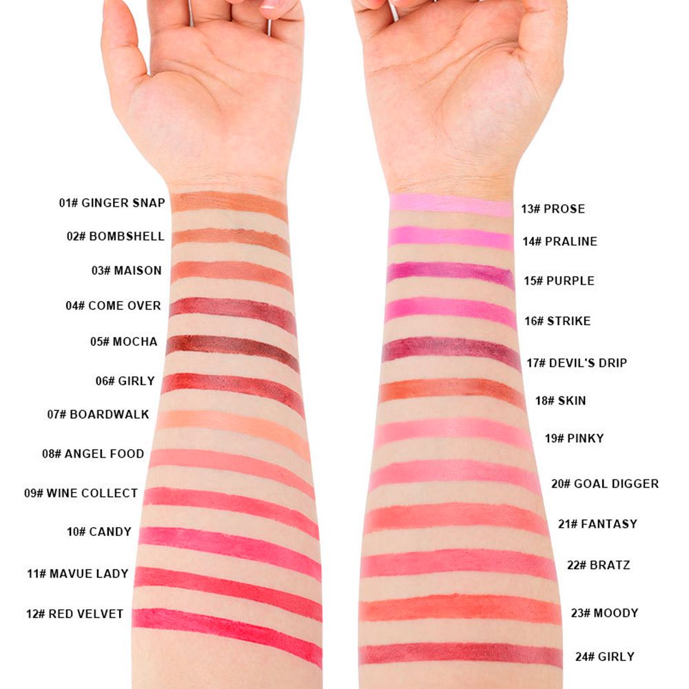24 Colors Of Silver Tube Moisturizing Lipstick Long-lasting Color Retention Makeup